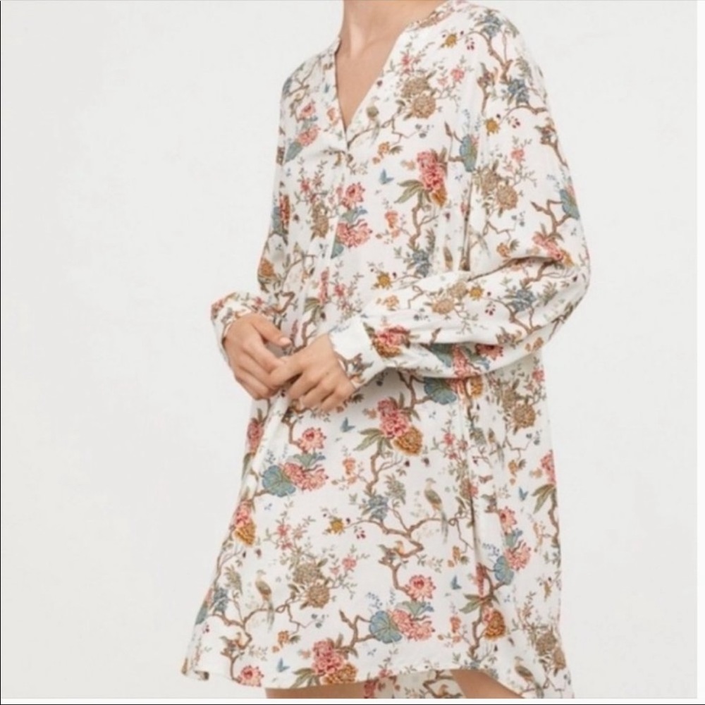 GP & J Baker x H&M | Cream Bird & Floral Mini Dress Tunic